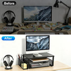 Spacrea Desk Organizer and Accessories, Computer Monitor Stand Riser - Image 2