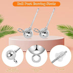 60pcs Ball Studs for Jewelry Making, Hypoallergenic Ball Earring Studs - Image 4