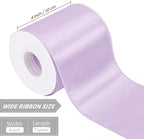 Light Purple 4 Inch Continuous 15 Yards Satin Wired Ribbon - Image 2