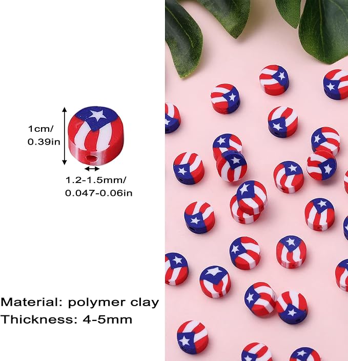 100pcs Flag Clay Beads for Jewelry Making, Polymer Clay Spacer Beads for DIY - Image 3