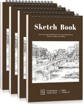 4 Pack Small Sketch Books, 5.5 x 8.5 Inch Mini Sketchbook, 68lb/100gsm Spiral by Prudiut