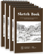 4 Pack Small Sketch Books, 5.5 x 8.5 Inch Mini Sketchbook, 68lb/100gsm Spiral by Prudiut