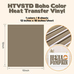 HTVSTD Dull Brown Boho HTV Heat Transfer Vinyl 8pcs 12×10in | Dark Boho - Image 2