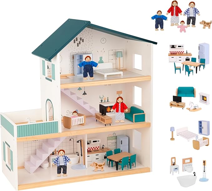 OOOK Wooden Dollhouse for Kids, Doll House by OOOK