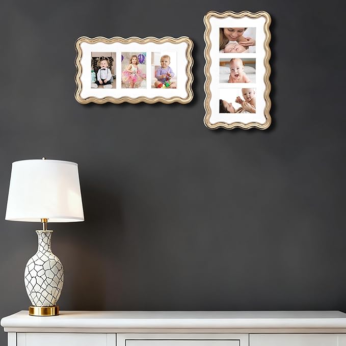 3-2x3'' Gold Heavy-Duty Zinc Alloy Picture Frames, Wave Design Gold plated - Image 4