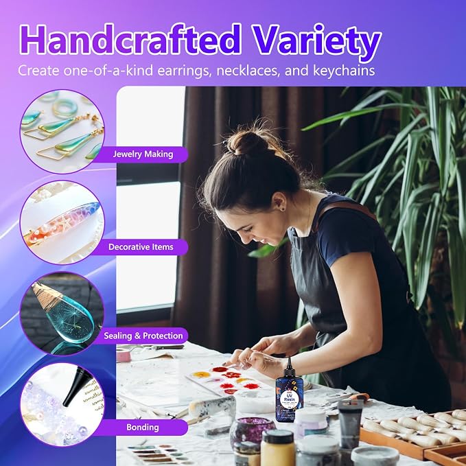 KISREL UV Resin Jewelry Making Kit - 100g Crystal Clear UV Resin and Jewelry - Image 4