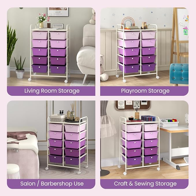 Giantex 10 Drawers Rolling Cart, Classroom Organizers, Storage Cart - Image 5