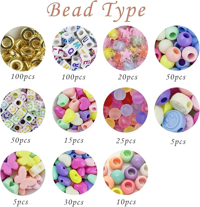 358/450 Pcs Acrylic Beads Jewelry Making Kit - Image 3