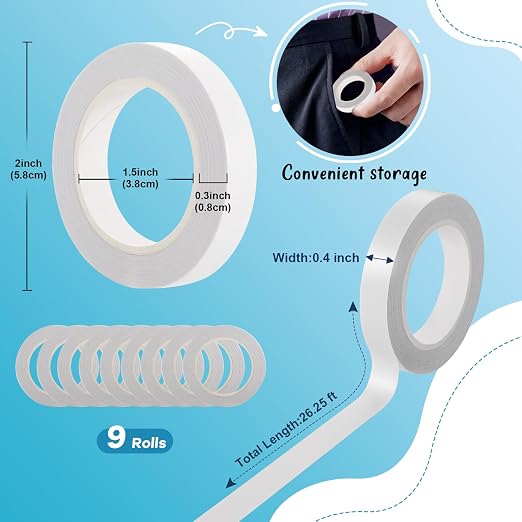 9 Rolls Double Sided Tape for Crafts, Strong Double-Sided Tape, Scrapbook Tape - Image 2