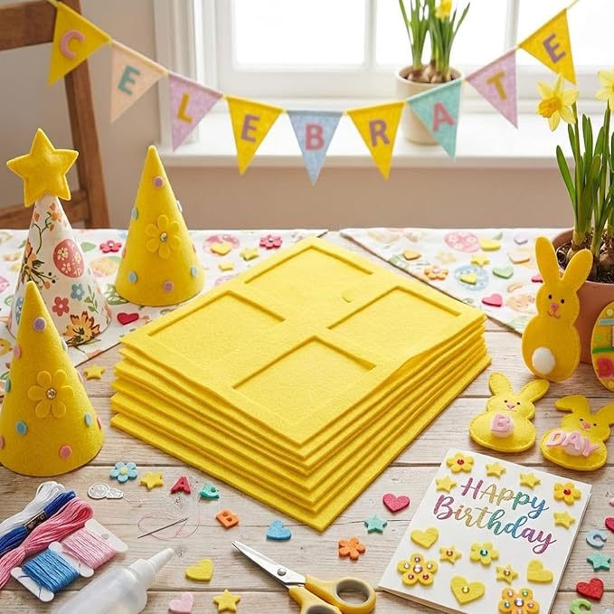 HaoFeiJH 6 Pcs Yellow Soft Felt Fabric Sheets - Image 3