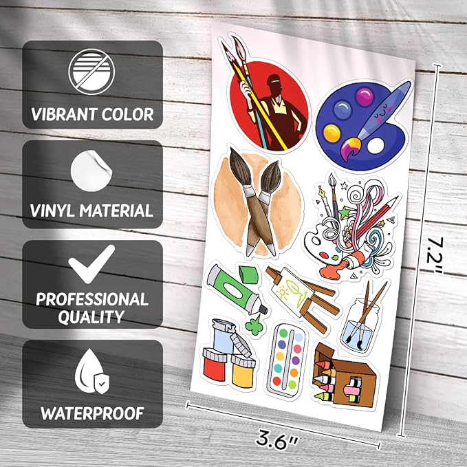 Cute Cartoon Art Supplies Vinyl Stickers Pack - Image 3