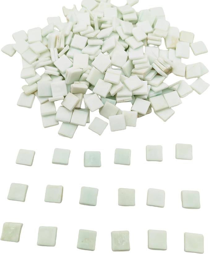 1.1 LB Ice Jade Mosaic Tiles, 0.59“ Square Glass Mosaic Pieces - Image 3