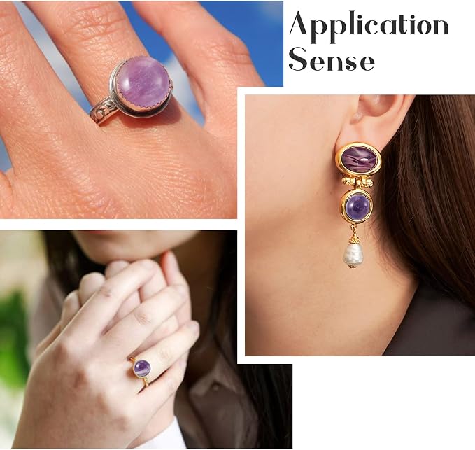 FASHEWELRY 50Pcs Natural Amethyst Cabochons Flat Back Gemstone Cabochons 12mm - Image 4