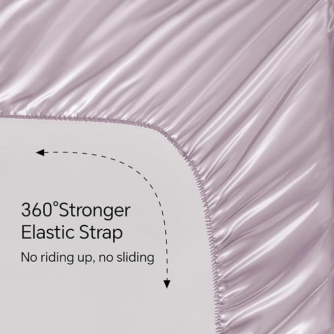 BEDELITE King Size Sheets Set, Luxury Soft Lavender Satin Sheets - Image 5