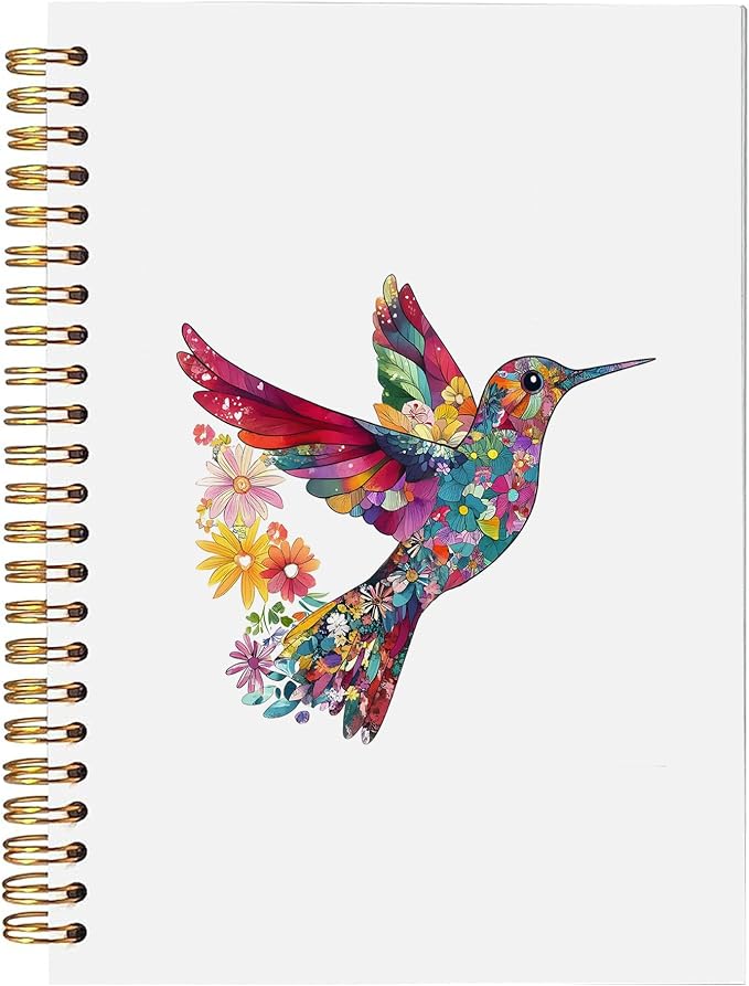 Floral Hummingbird Spiral Notebook, Hummingbird Lovers Gifts by bitkan