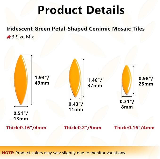 Yoption Petal Mosaic Tiles for Crafts, 200g Flower Leaf Ceramic Tiles Pieces - Image 6