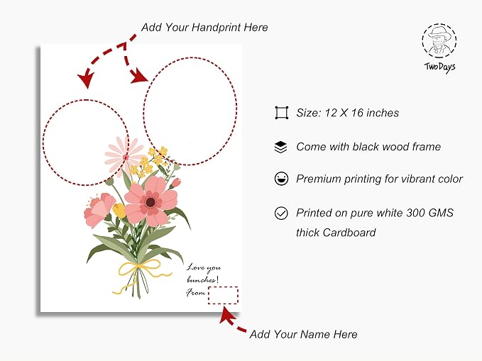 TwoDays Flower Bouquet Handprint Art Craft DIY Kit, Unique Gifts - Image 4