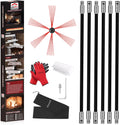 20 Feet Chimney Sweep Kit, Chimney Cleaning Kit with 6 Flexible Black Chimney Rods, Chimney Brush, Rotary Chimney Cleaning System Driven by Drill