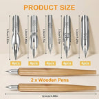 2 Pack Dip Pen Set, Oblique Calligraphy Pen Nib Set, Wooden Calligraphy Drawing - Image 2