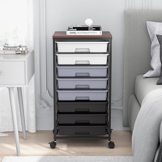 SYKIARIOL Rolling Cart with Drawers, Utility Cart With 8 Drawers and Wooden - Image 9
