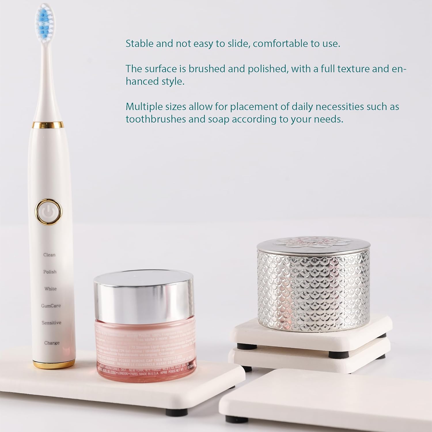 Set of 4 Water Absorbent Diatomite Coasters, Diatomaceous Earth Kitchen Soap Dish, Bathroom Trays, Water Absorbing Stone Used for Hand Soaps & Plants & Toiletries in The Modern Home