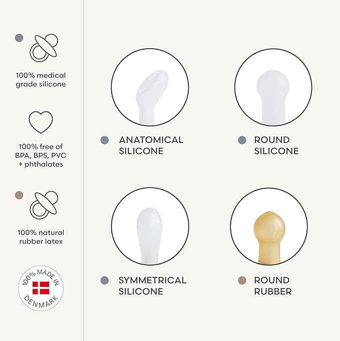 FRIGG SilkySoft Silicone Baby Pacifier 6-Pack Earthy Wonder | Made in Denmark | BPA-Free (6-18 Months)