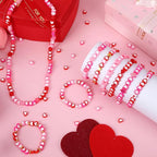Augshy 700Pcs Heart Beads, Valentines Day Red Pink Heart Pony Beads - Image 4