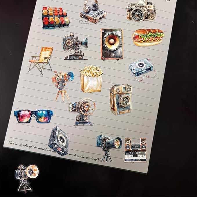 50 PCS Vintage Movie Stickers for Scrapbooking Journaling Junk Journal - Image 5