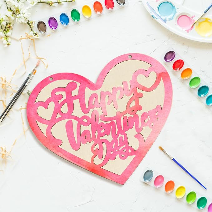 Large Size 12" Wooden Heart Ornaments to Paint, Valentine's Day DIY Blank - Image 7