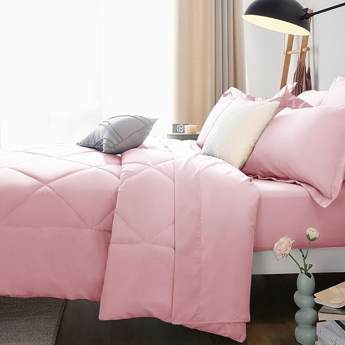 CozyLux Queen Comforter Set Pink - Image 9