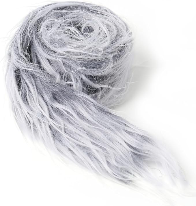 Shaggy Plush Faux Fur Fabric Precut Strips Frost Gray Fur Fluffy Fuzzy Craft Fur by Unknown