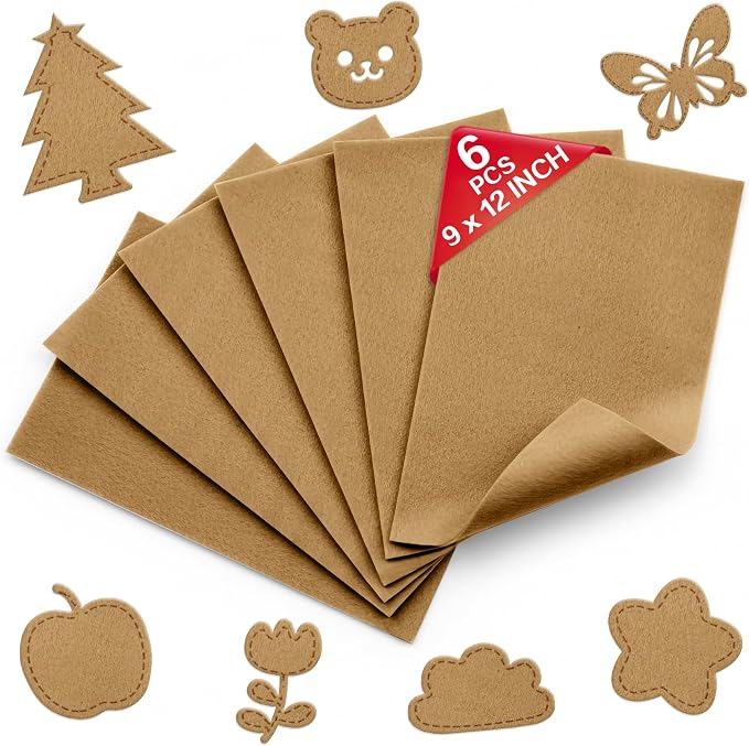 Tan Soft Felt Sheets for Crafts, 1.6mm Thick, Kids' Crafts, DIY Projects by Grainear