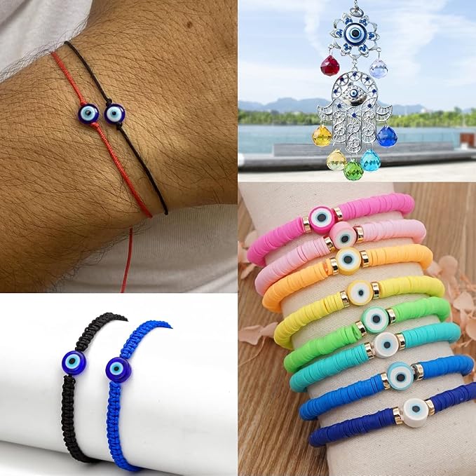 100pcs Evil Eye Polymer Clay 10mm Spacer Beads - Image 6