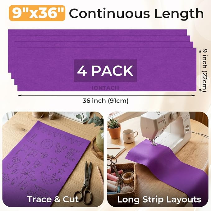 IONTACH 9" X 36" Soft Felt Sheets 1.6mm Thick | Acrylic Felt Fabric - Image 2