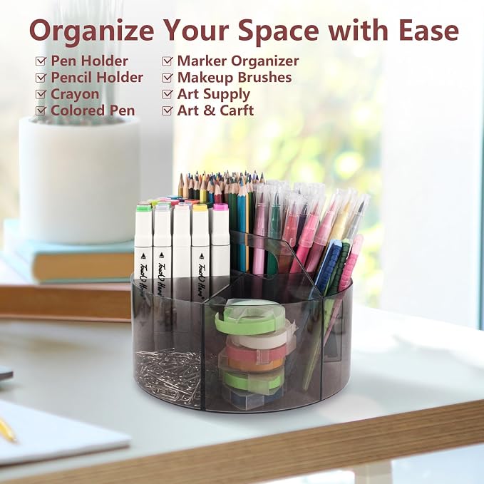 Absonic 250pcs Acrylic Pencil Holder Marker Organizer, 360-Degree Rotating Pen - Image 8