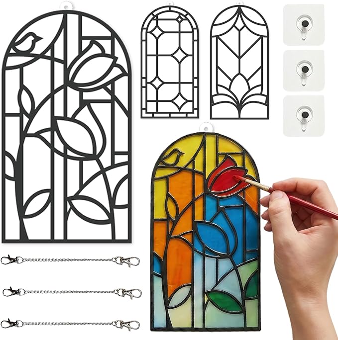 3-Pack DIY Suncatcher Blanks for Adults, Arch Acrylic Stained Glass Window Art by Unknown
