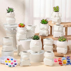 Hushee 12 Sets DIY Ceramic Succulent Pots Ready to Paint Animal Planters - Image 3