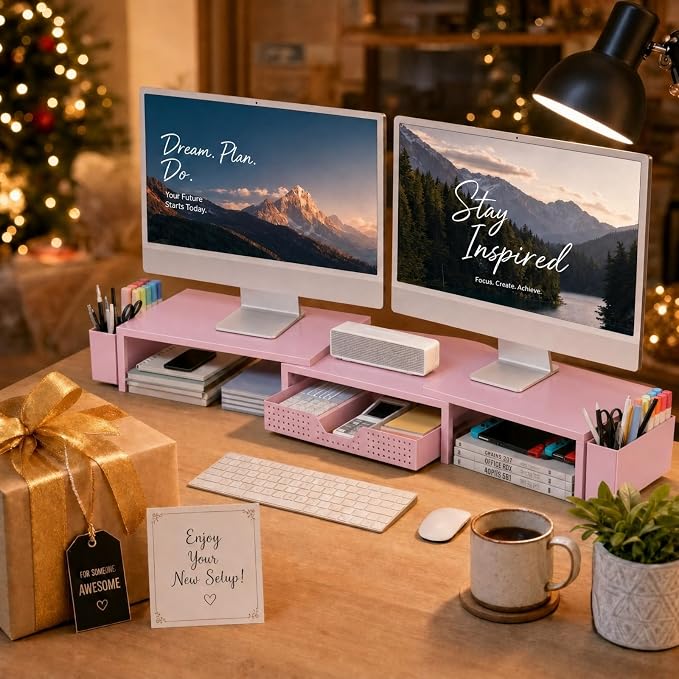 OPNICE Desk Organizers and Accessories, Dual Monitor Stand Riser - Image 9