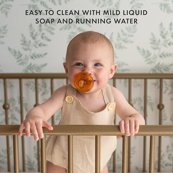 Natursutten Pacifiers 12-18 Months - 2-Pack Original Shield Round Nipple Natural Rubber Safe & Soft BPA-Free Pacifier for Breastfeeding Babies - Newborn Pacifiers Made in Italy