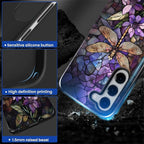 for Samsung Galaxy S23 Case, Stained Glass Dragonfly Pattern Glossy 2 in 1 - Image 4