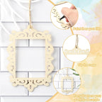 12 pcs 6 Styles Hollow Theme Undyed Wooden Photo Frames Laser Cut Oval Square - Image 3