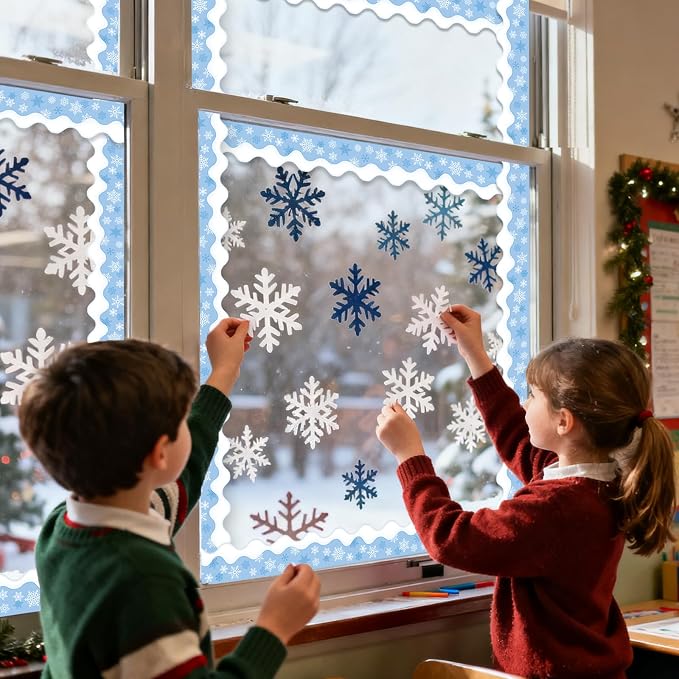 69 Feet Winter Snowflake Bulletin Board Borders, Scalloped Border Trim Holiday - Image 4