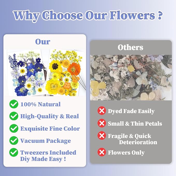 150Pcs Pressed Flowers for Crafts, Colorful Dried Flowers for Crafts Real - Image 8