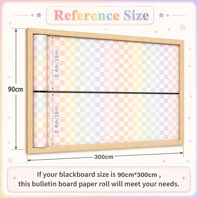 Colorful Checkered Bulletin Board Roll Non-Woven Fabric Poster 16in X 20ft | - Image 3