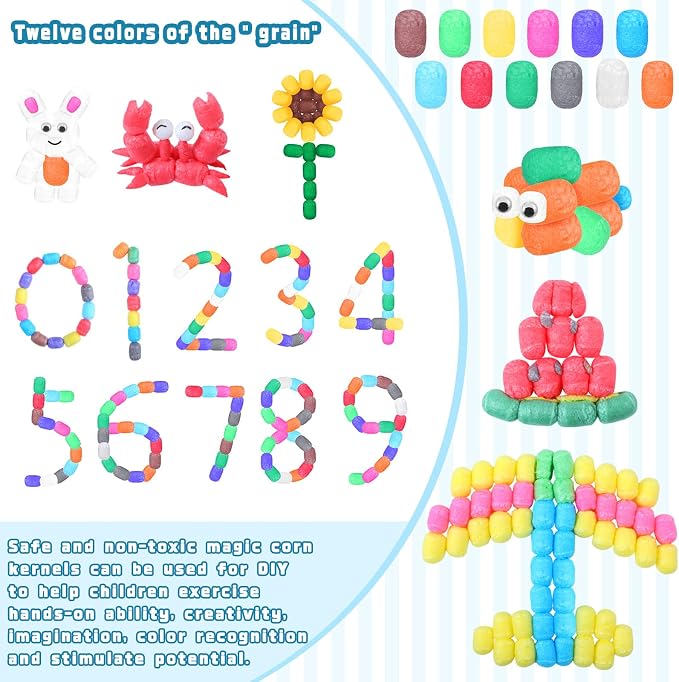 Junkin 1000 Pcs Magic Noodles Foam Crafts Puffs Corn Super Crafts Arts Kit Bulk - Image 2
