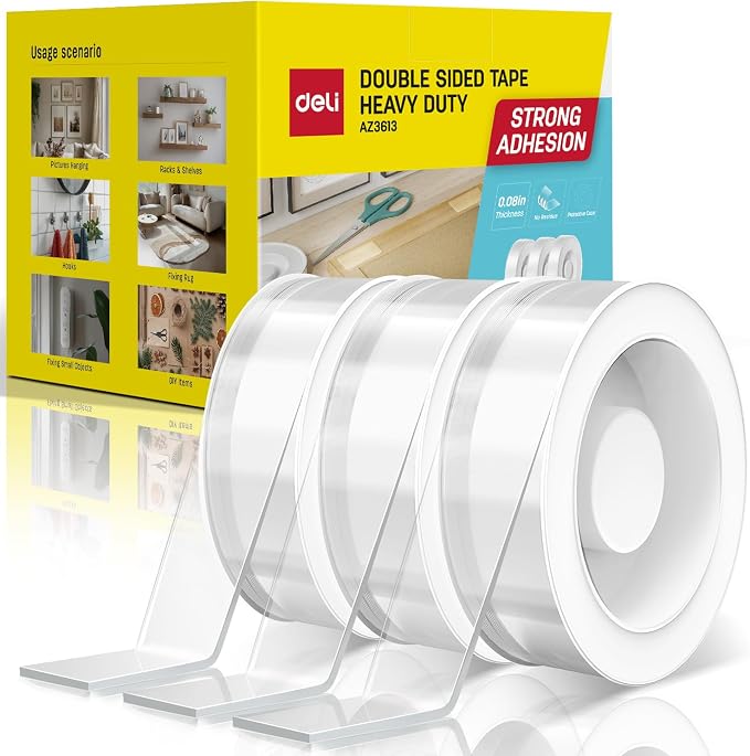 Deli Double Sided Tape Heavy Duty, Nano Tape, Double Sided Mounting Tape by delioffice