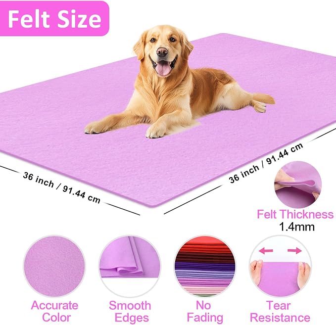 XSEINO Light Purple Large Felt Fabric 36" X 36 ", 1.4 mm Thick Soft Felt Fabric - Image 2