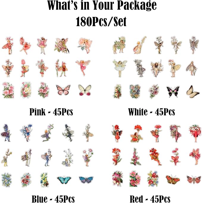 180Pcs Vintage Fairy Stickers Scrapbooking Floral Craft | High quality - Image 2