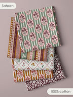 Boho Floral Cotton Fabric Bundle, 5 Coordinating Fabric Panels, 23.6 x 11.8 in - Image 4