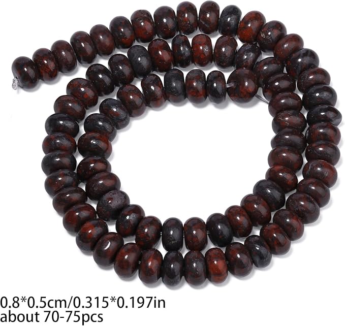 Songxi 5x8mm Natural Deep Red Stone Rondelle Beads, Gemstone - Image 2